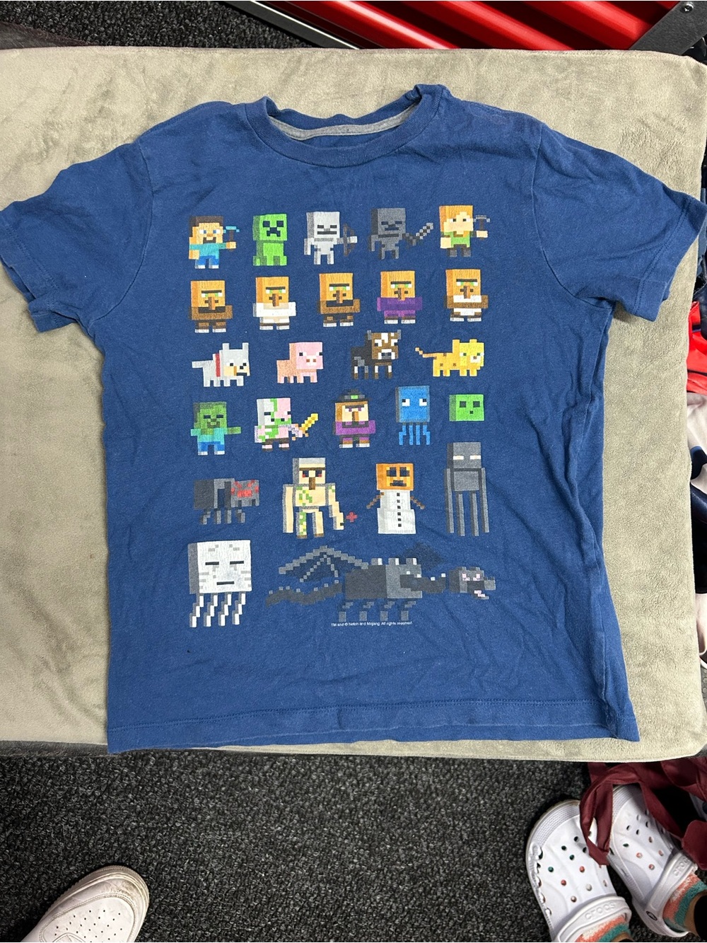Blue Pixel Character Kids T-Shirt - Minecraft Style